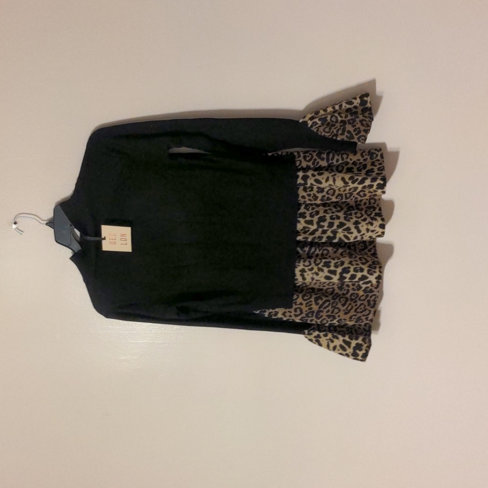 QED London cheetah print uneven flow top size UK m nwt